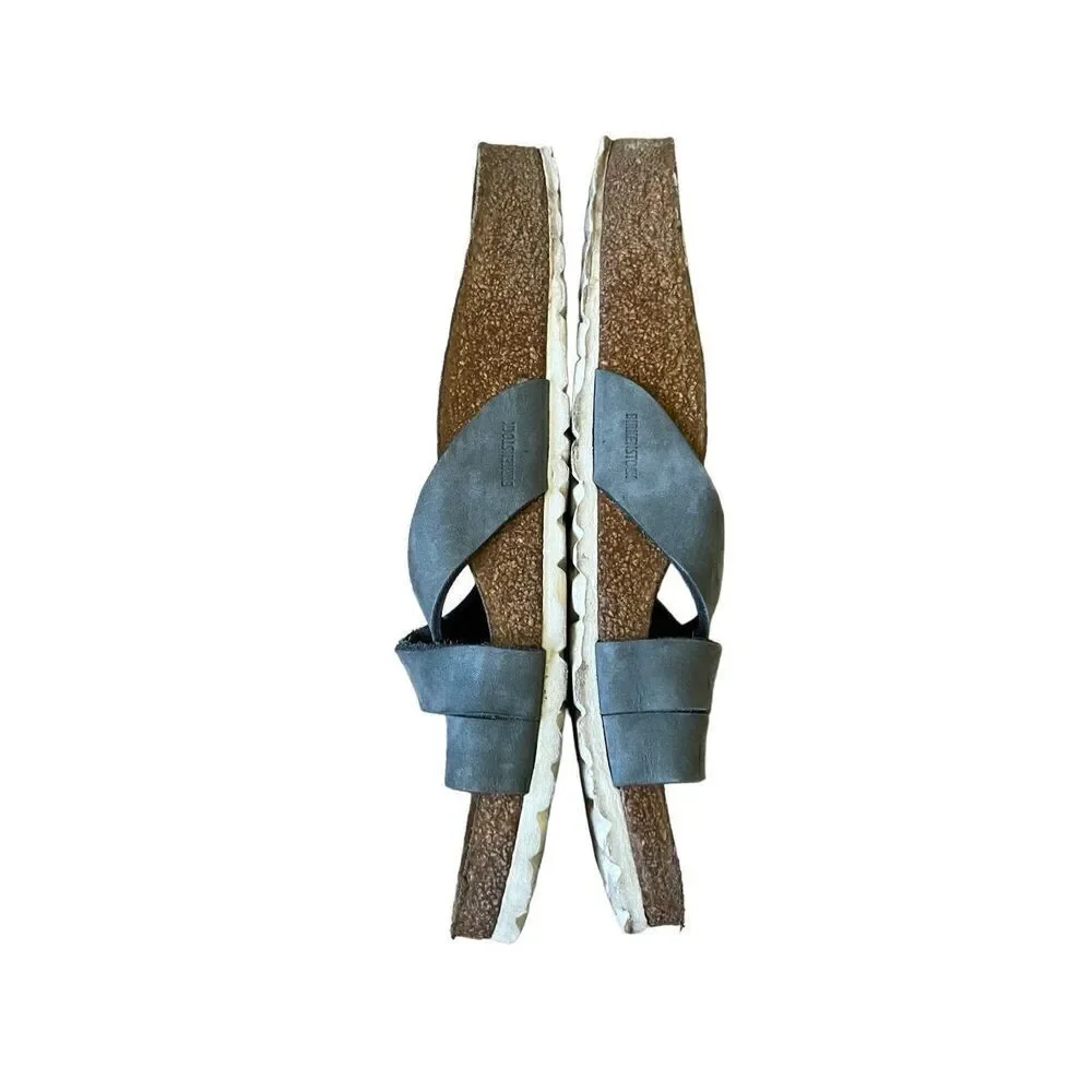 Birkenstock Womens Yao Balance Blue Nubuck Footbed‎ Sandals Shoes 38 US 7-7.5